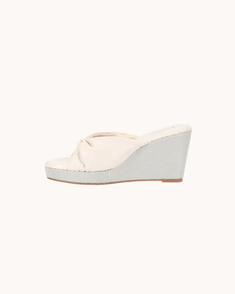 Beige Classic Knot Strap Casual Wedges for Women