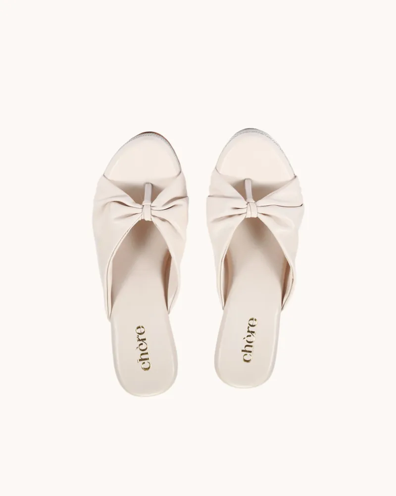 Beige Classic Knot Strap Casual Wedges for Women