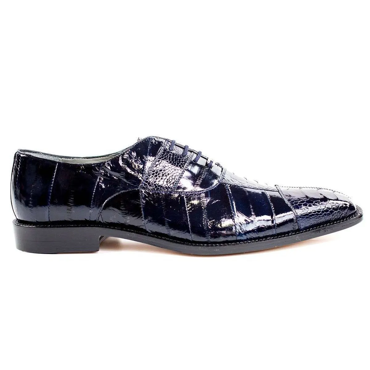 Belvedere Designer Shoes Men's Mare Navy Genuine Ostrich & Eel Oxfords 2P7 (BV2326)