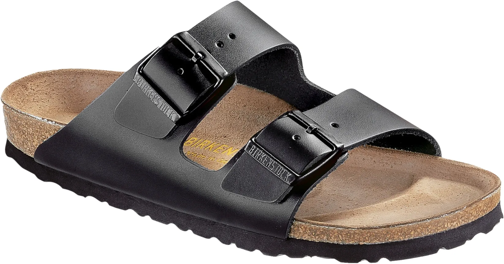 BIRKENSTOCK Arizona Black Smooth Leather Slides