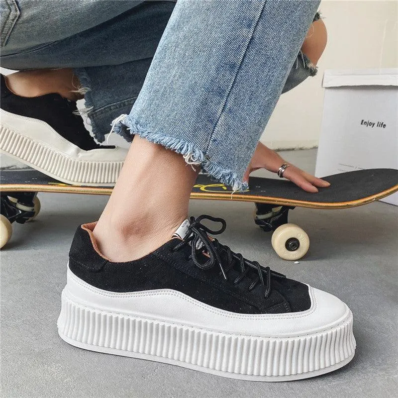 Canvas Platform Badminton Shoes – Low Top, Mid Heel Comfort