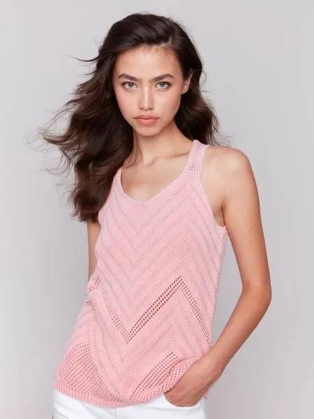 Chevron Knot Camisole in Guava by Charlie B