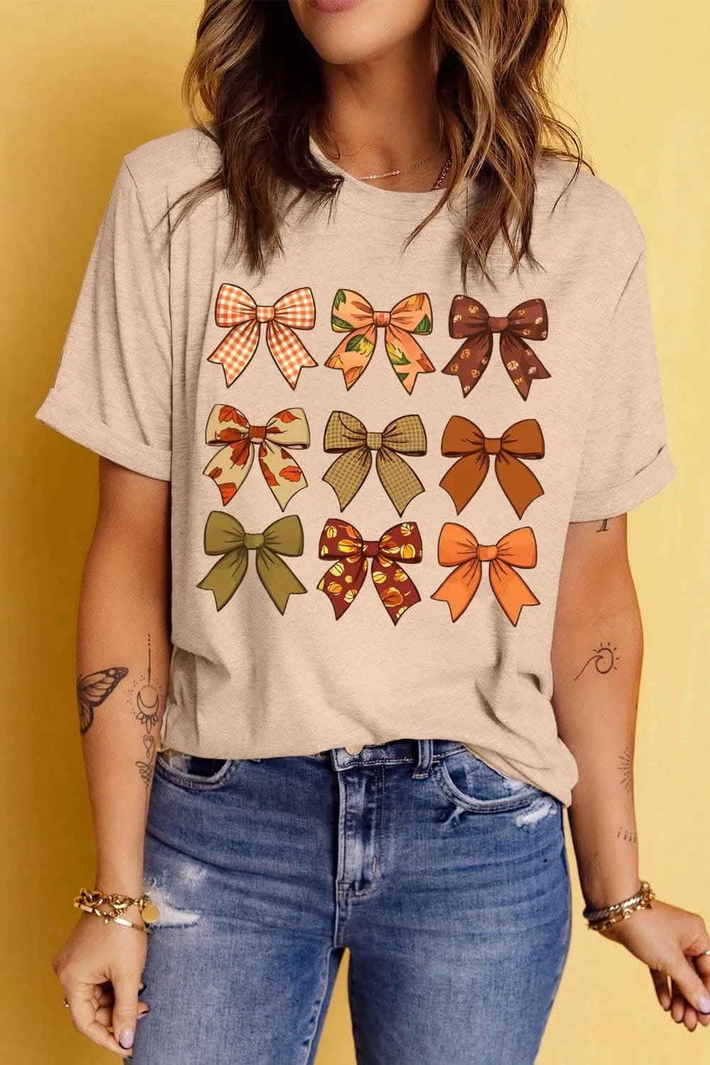 Chic bow graphic tee for women