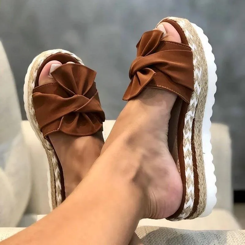 Chicvane Bowknot Platform Sandals Espadrille Sandal