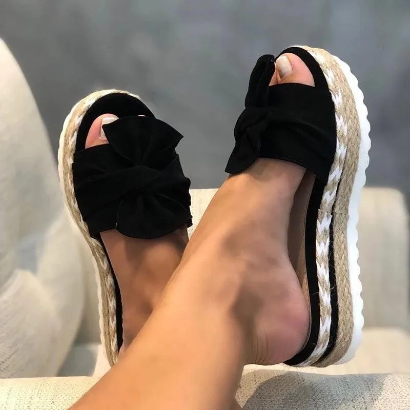 Chicvane Bowknot Platform Sandals Espadrille Sandal