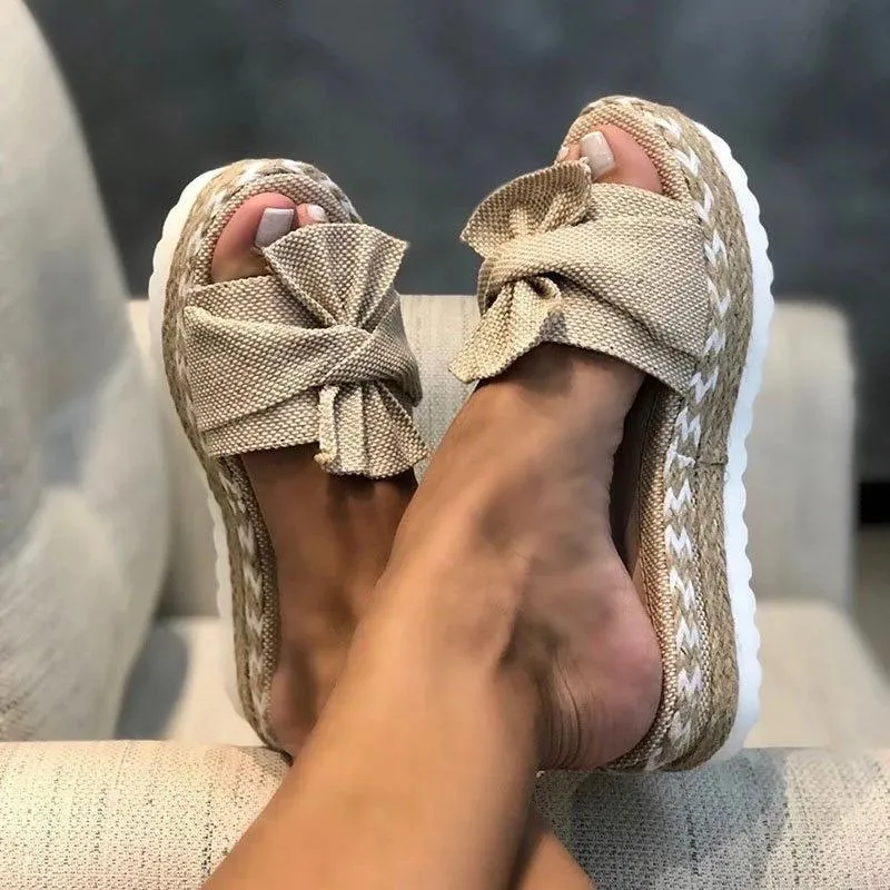 Chicvane Bowknot Platform Sandals Espadrille Sandal