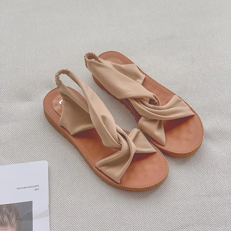 Chicvane Criss Cross Elastic Cord Flat Spanish Sandals