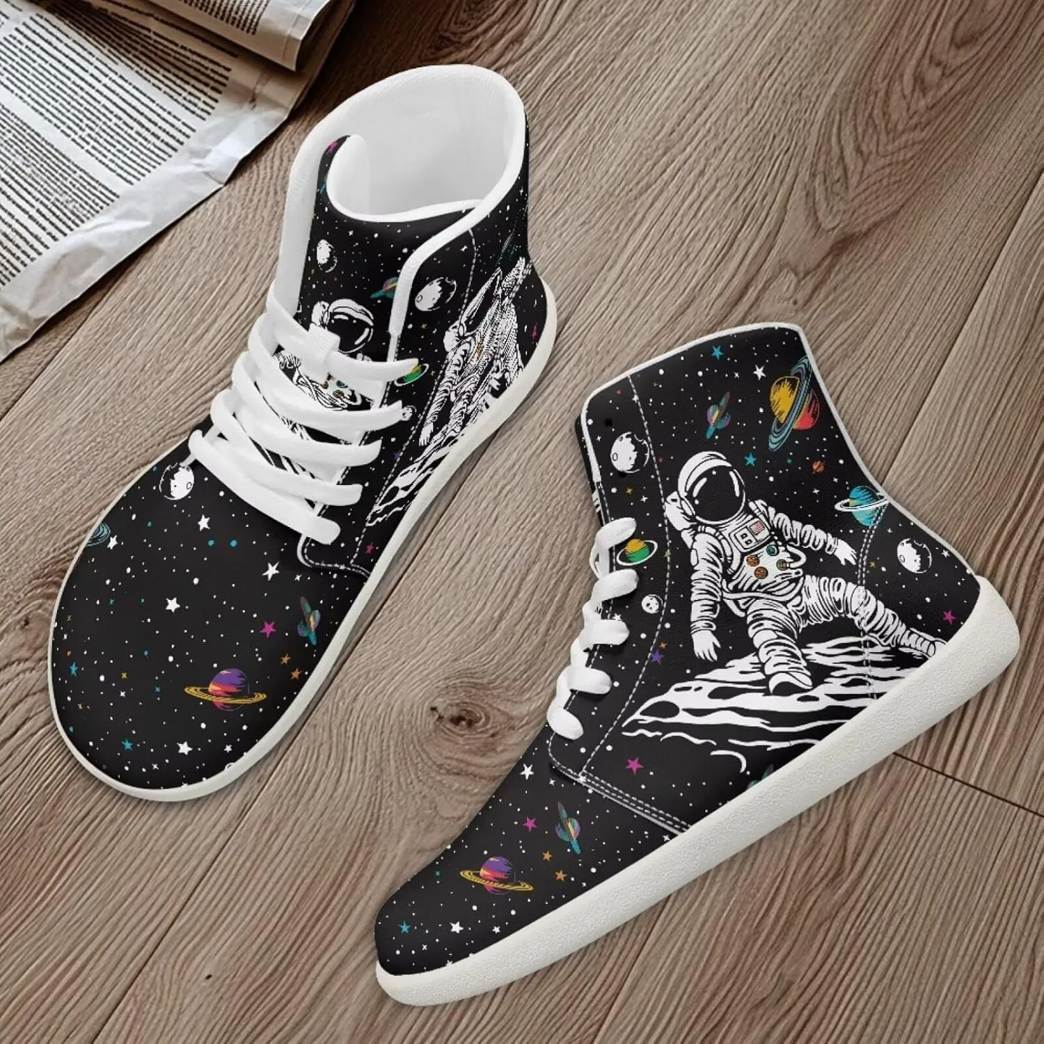 Coloranimal Barefoot Shoes Women High Top Sneakers Womens Athletic Shoes Walking Shoes Lace Up Fashion Sneakers Wide Toe Box Shoes