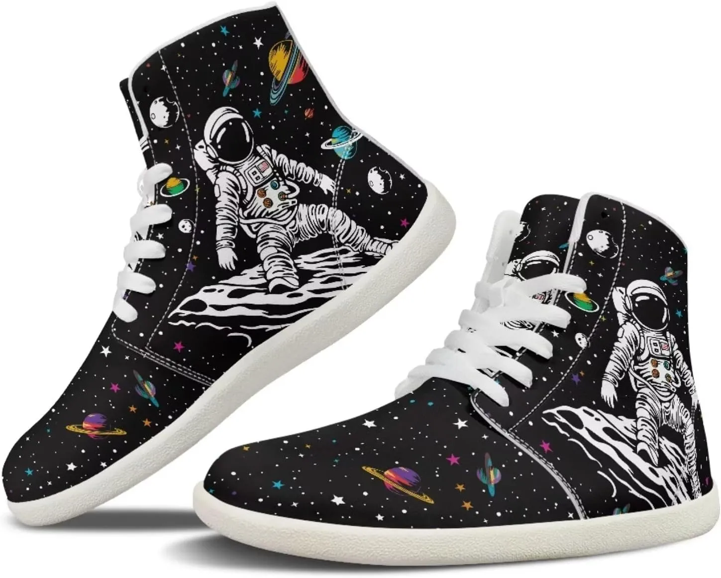 Coloranimal Barefoot Shoes Women High Top Sneakers Womens Athletic Shoes Walking Shoes Lace Up Fashion Sneakers Wide Toe Box Shoes