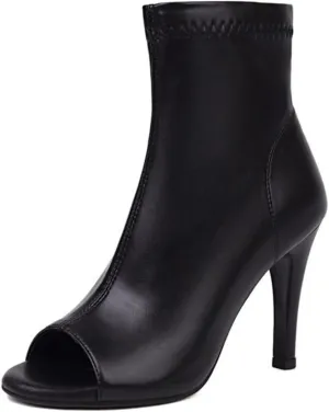 Cozivwaiy Women Fashion Peep Toe Ankle Boots High Heel Autumn Shoes Zipper Stretchy Boots Ankle High Party Shoes Size 2-11.5