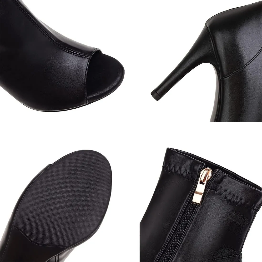 Cozivwaiy Women Fashion Peep Toe Ankle Boots High Heel Autumn Shoes Zipper Stretchy Boots Ankle High Party Shoes Size 2-11.5