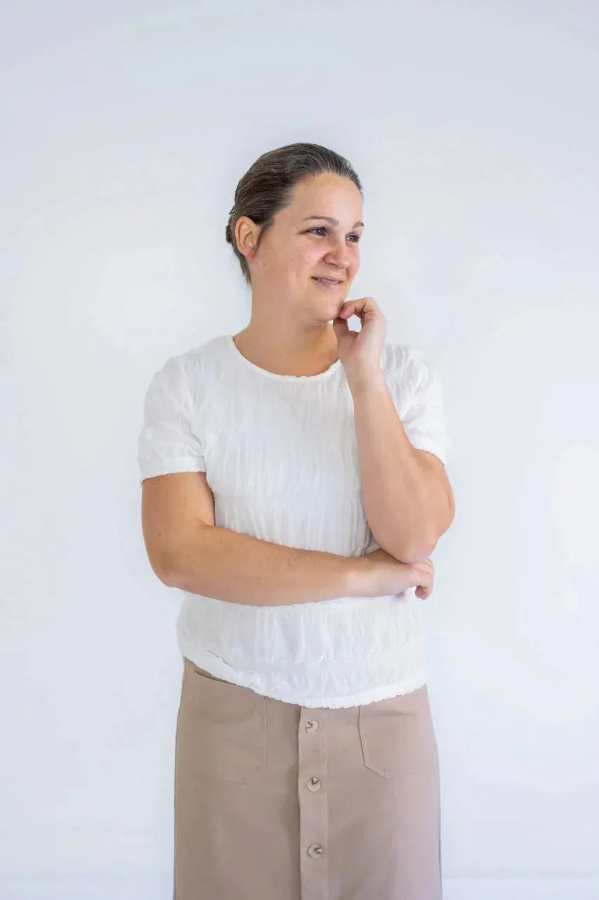 Daley Textured Top in Snowdrop