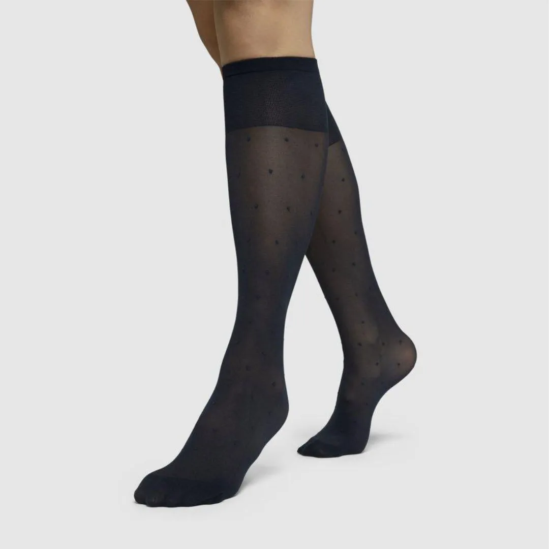 Doris Dots Knee-High Tights: Black