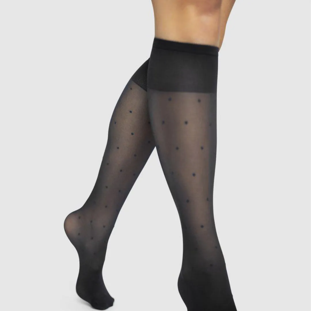 Doris Dots Knee-High Tights: Black