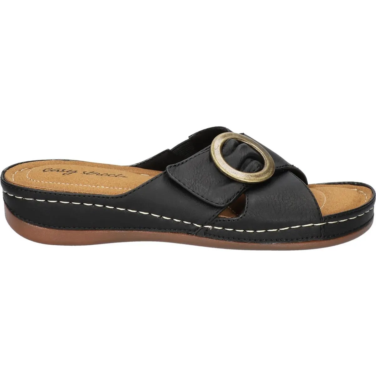 Easy Street Womens BLOOMER Faux Leather Slip On Slide Sandals