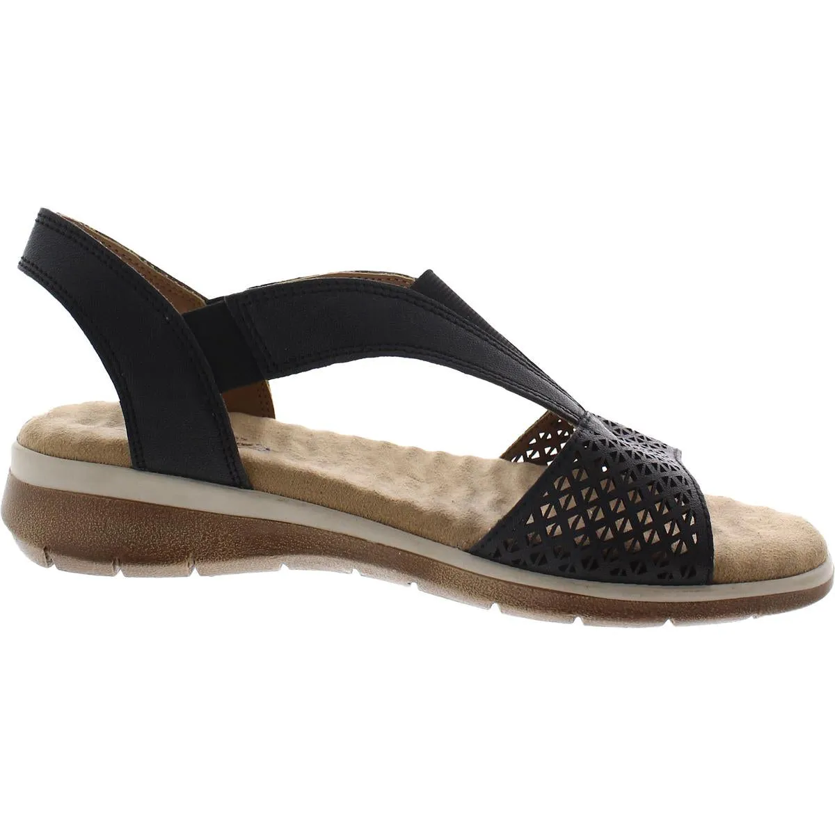 Easy Street Womens Marley Leather Flat Strap Sandals