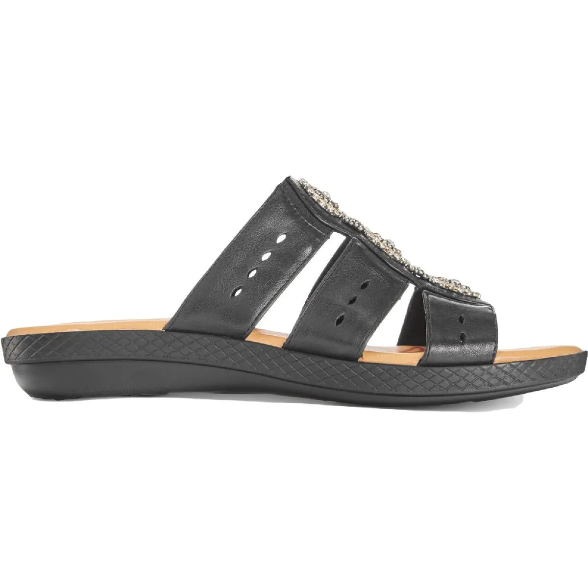 Easy Street Womens Nori Faux Leather Slip On Slide Sandals