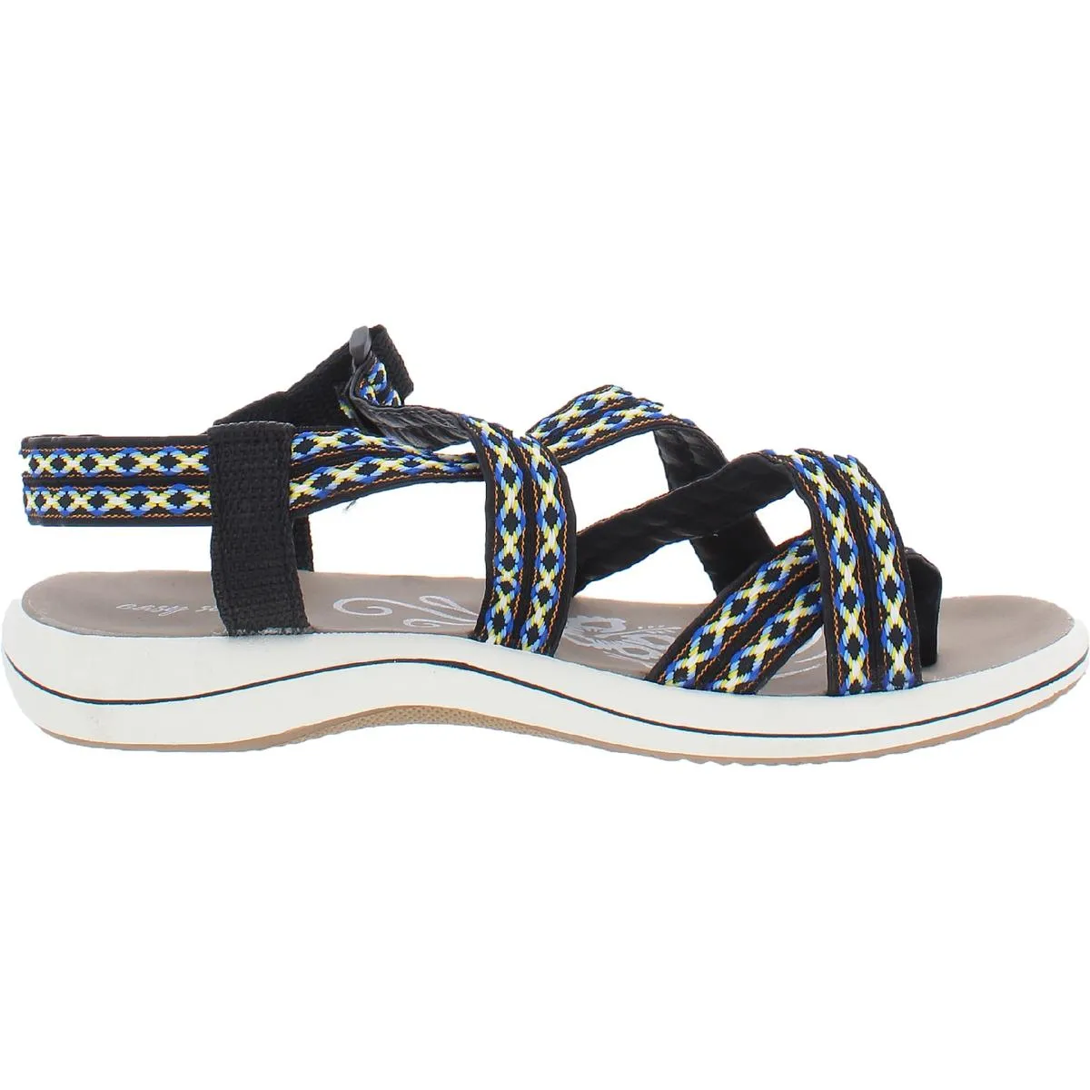 Easy Street Womens Skip Strappy Toe Loop Flat Sandals