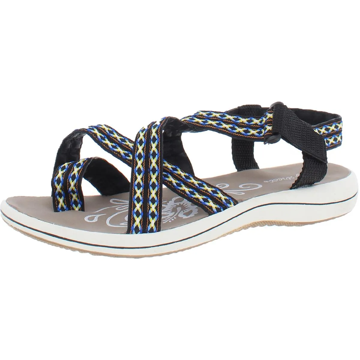Easy Street Womens Skip Strappy Toe Loop Flat Sandals