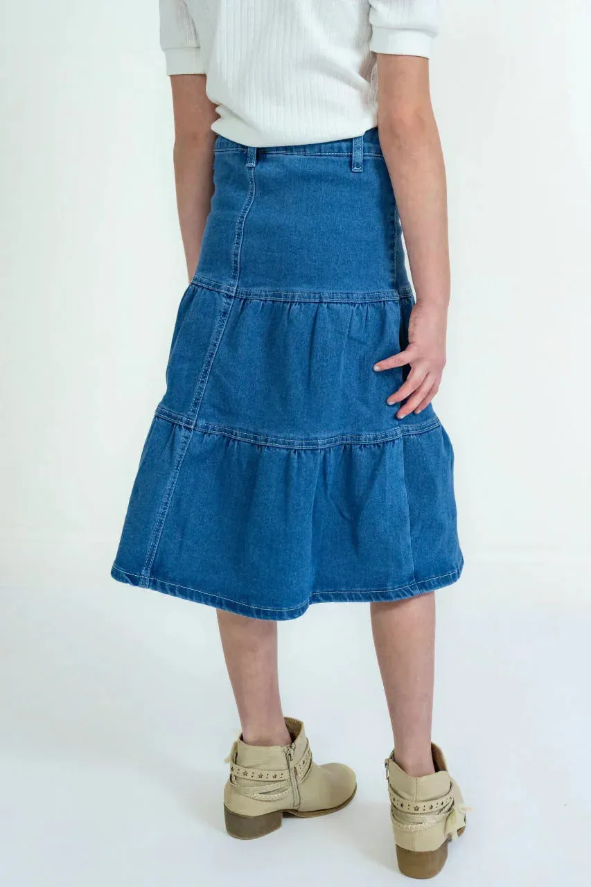 Ellery Girls Midi Denim Skirt