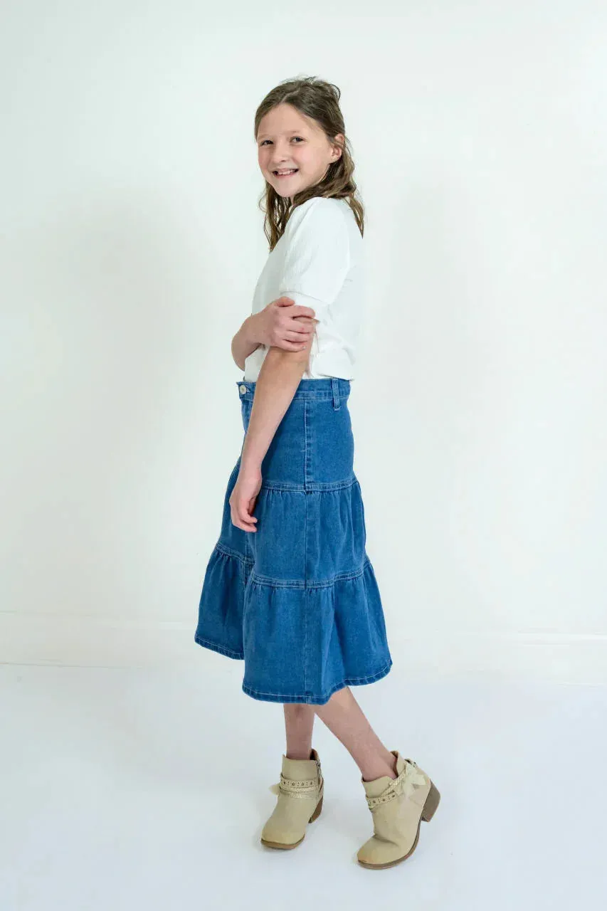 Ellery Girls Midi Denim Skirt