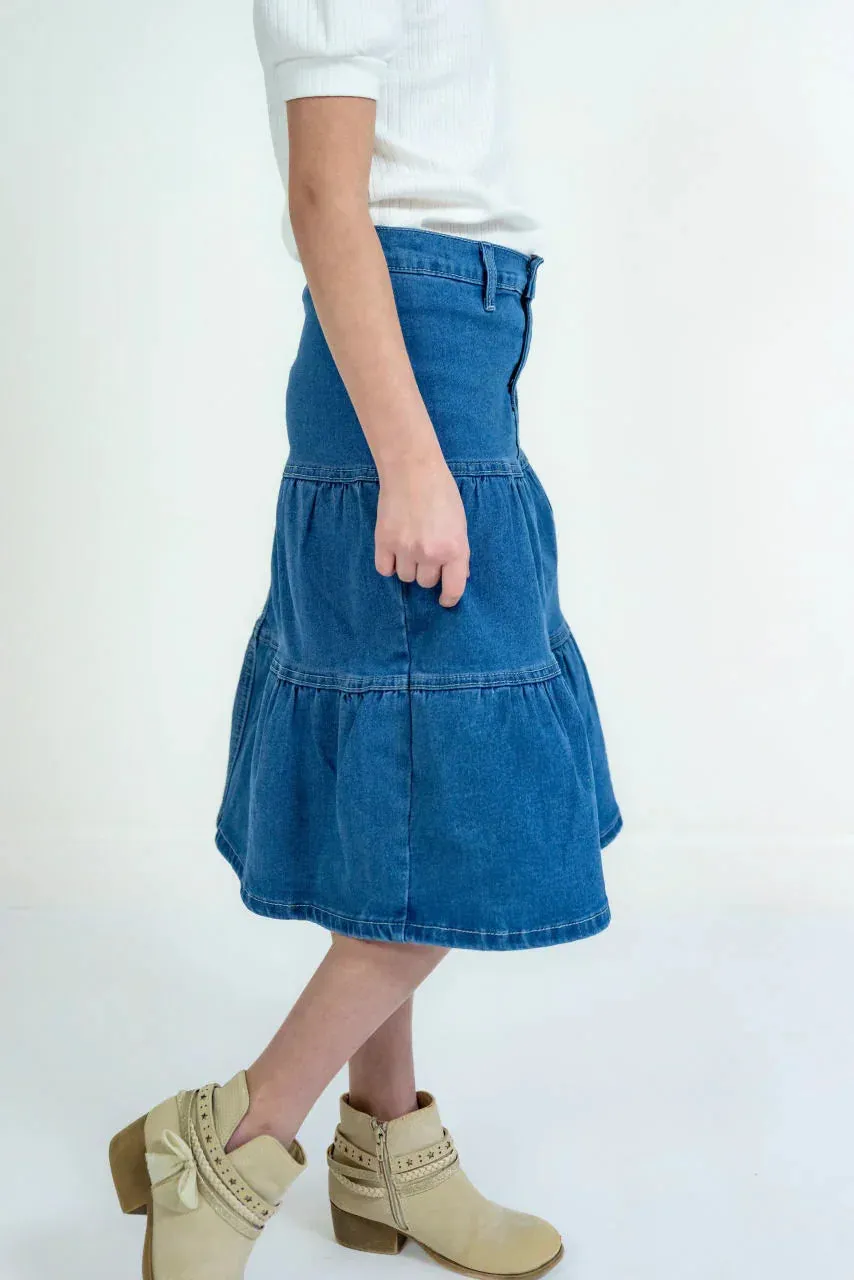 Ellery Girls Midi Denim Skirt