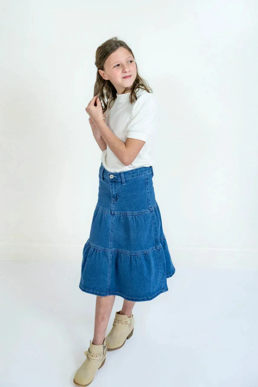 Ellery Girls Midi Denim Skirt