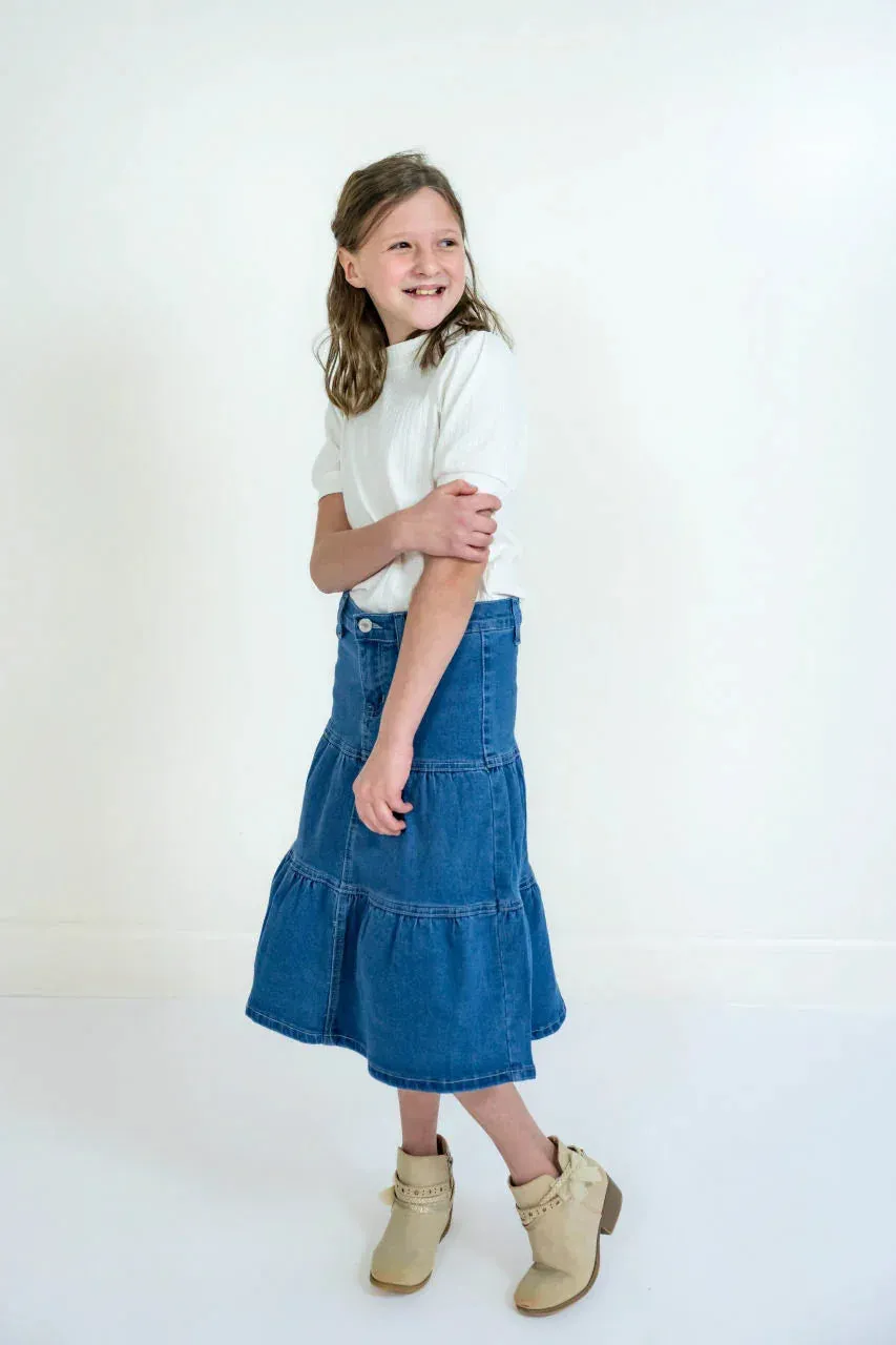 Ellery Girls Midi Denim Skirt