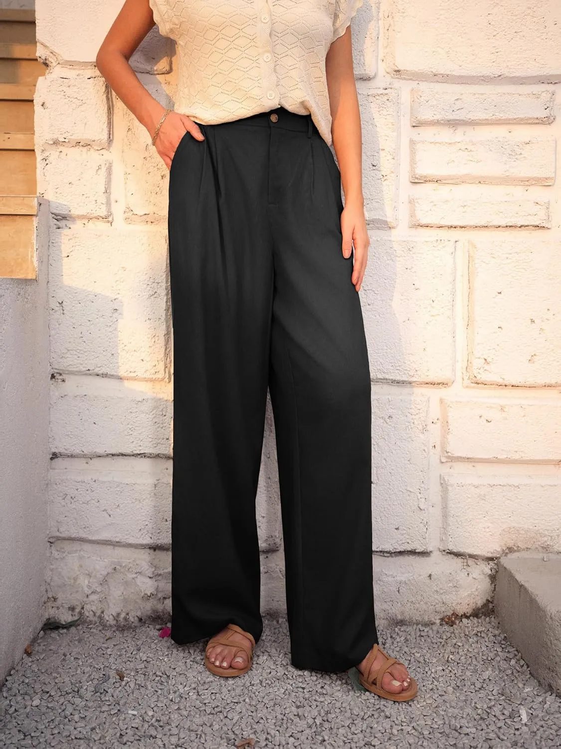 GRACE KARIN Women's Wide Leg Pants Business Casual Straight Long Trousers Palazzo Flowy Pants