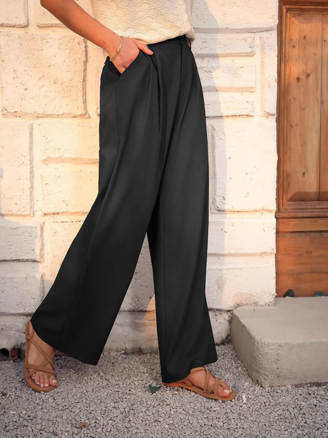 GRACE KARIN Women's Wide Leg Pants Business Casual Straight Long Trousers Palazzo Flowy Pants