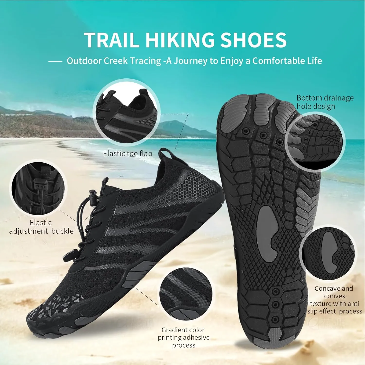 Hike Barefoot Shoes for Women Men, New Barefoot Footwear, Non-Slip Water Shoes,Breathable Non-Slip Footwear Wide Toe