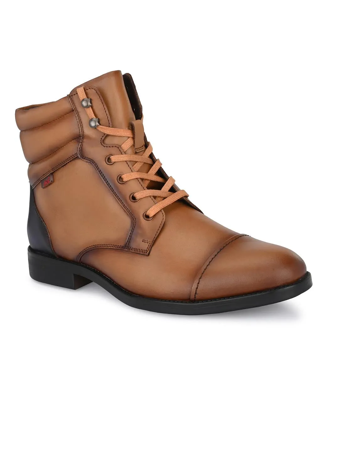 Hitz Men's Tan Leather Boots with Laces