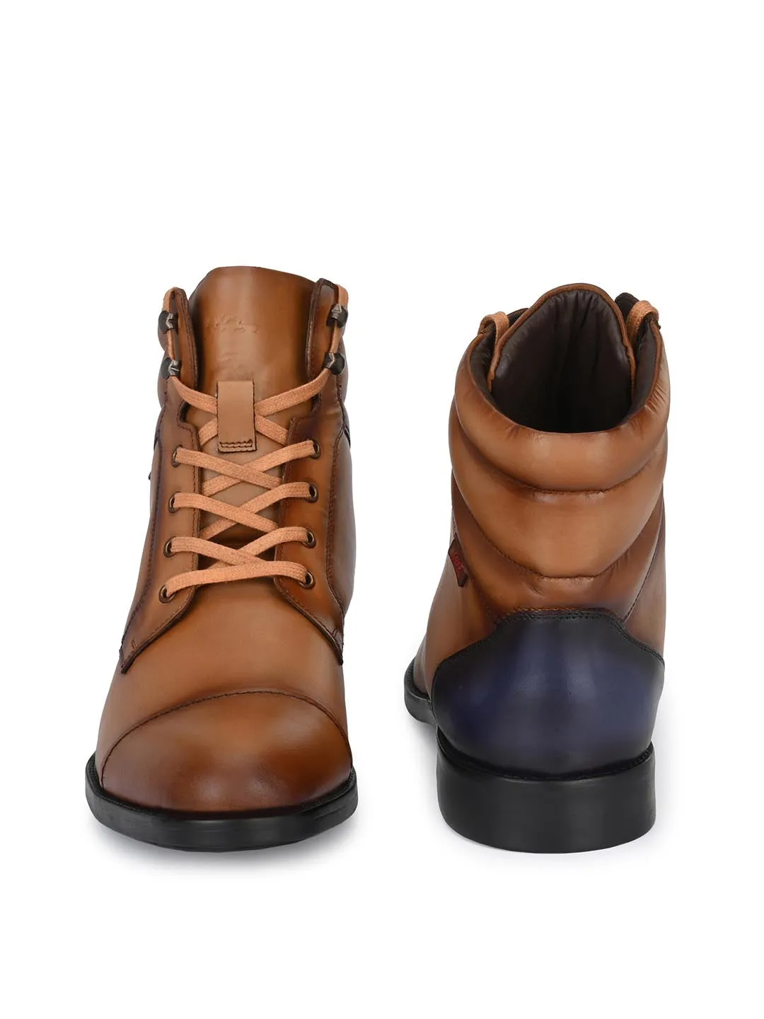 Hitz Men's Tan Leather Boots with Laces