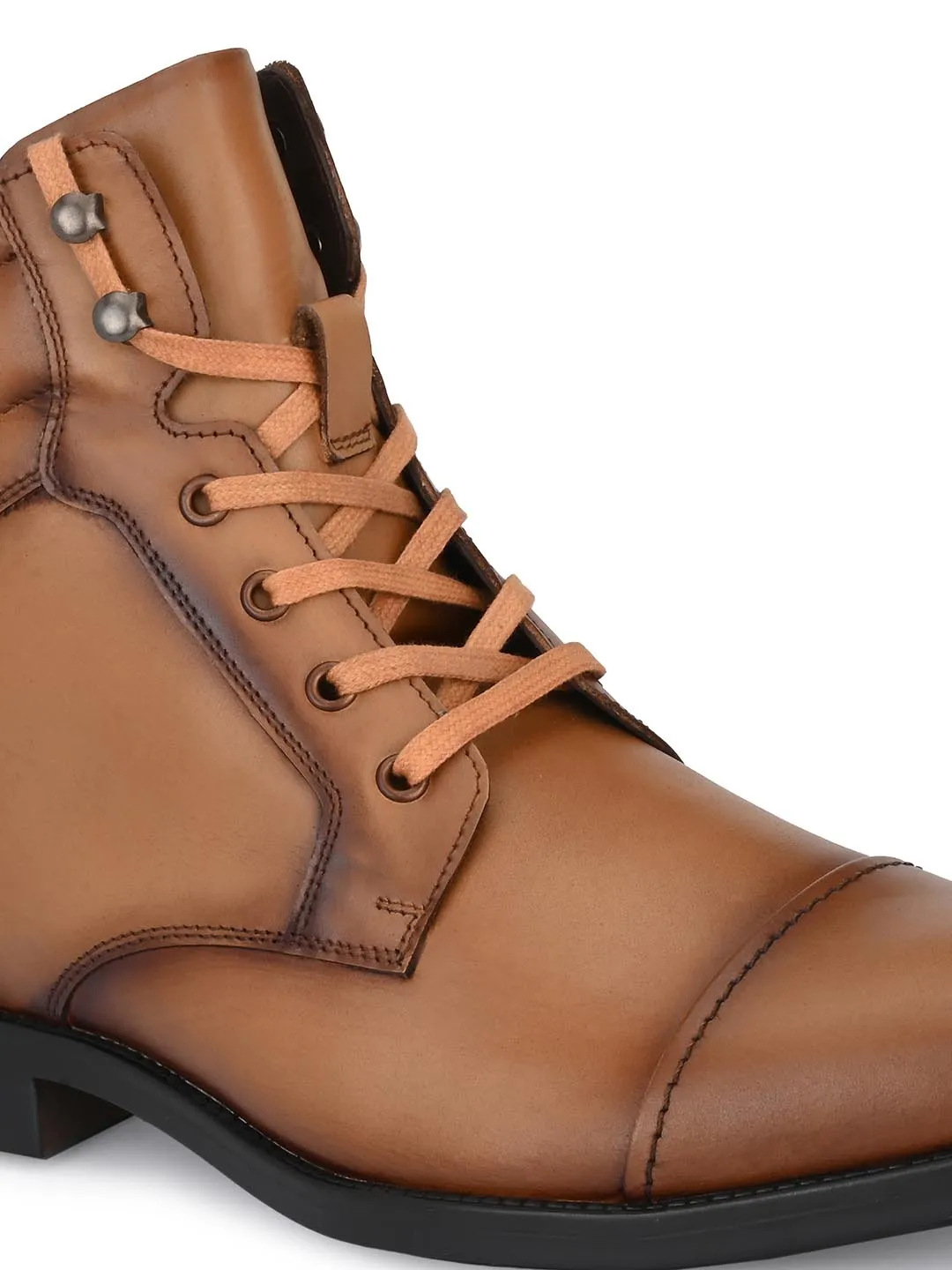 Hitz Men's Tan Leather Boots with Laces
