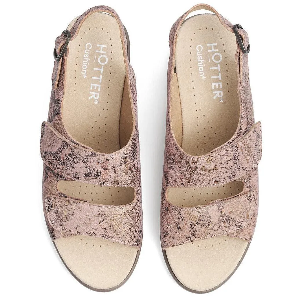 Hotter Womens Sandal Easy Extra Wide Blush Snake