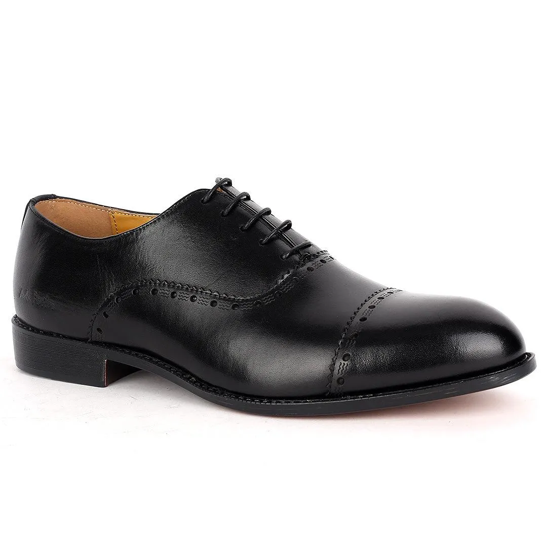 John Foster Superlative Perforated Designed Black Executive Shoe