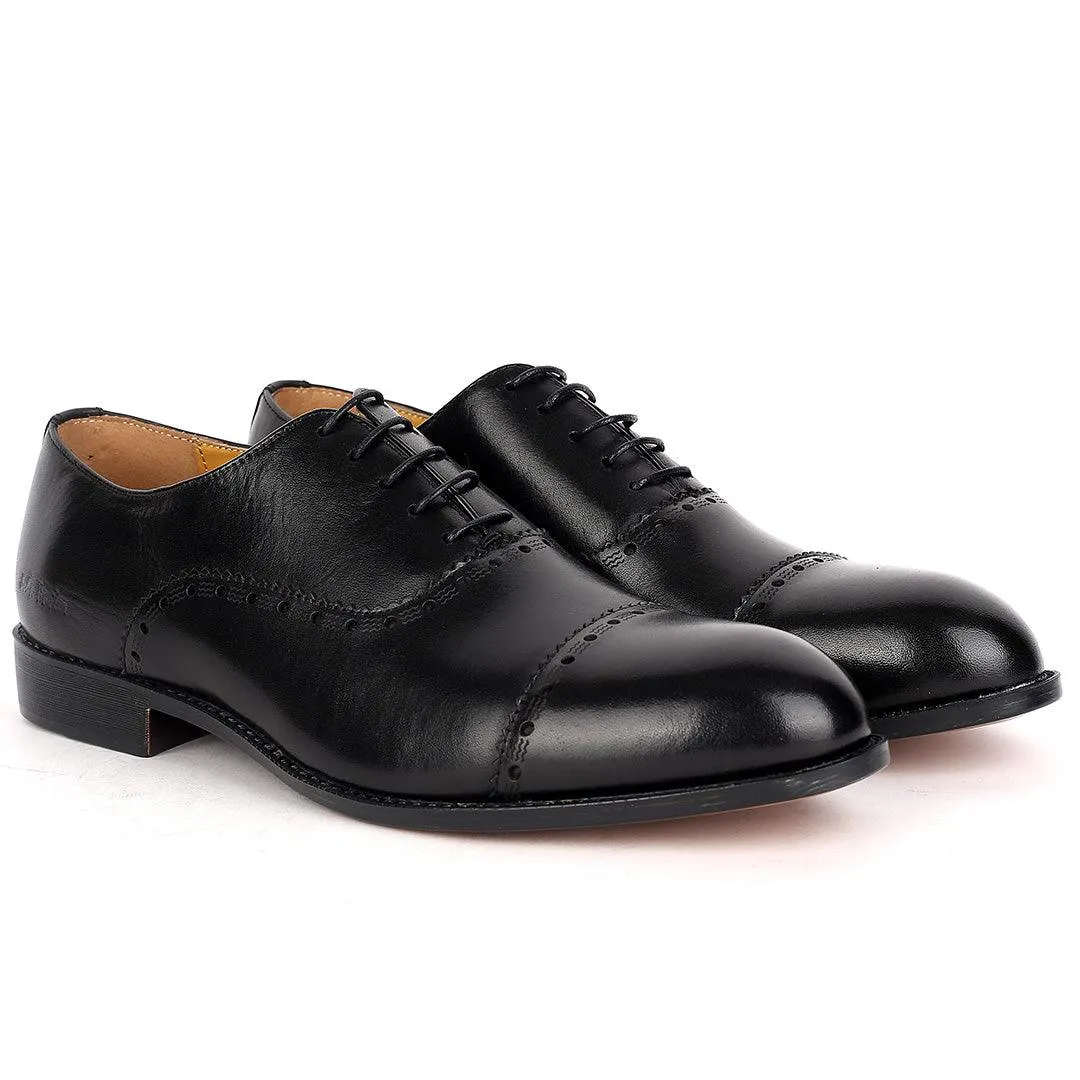 John Foster Superlative Perforated Designed Black Executive Shoe