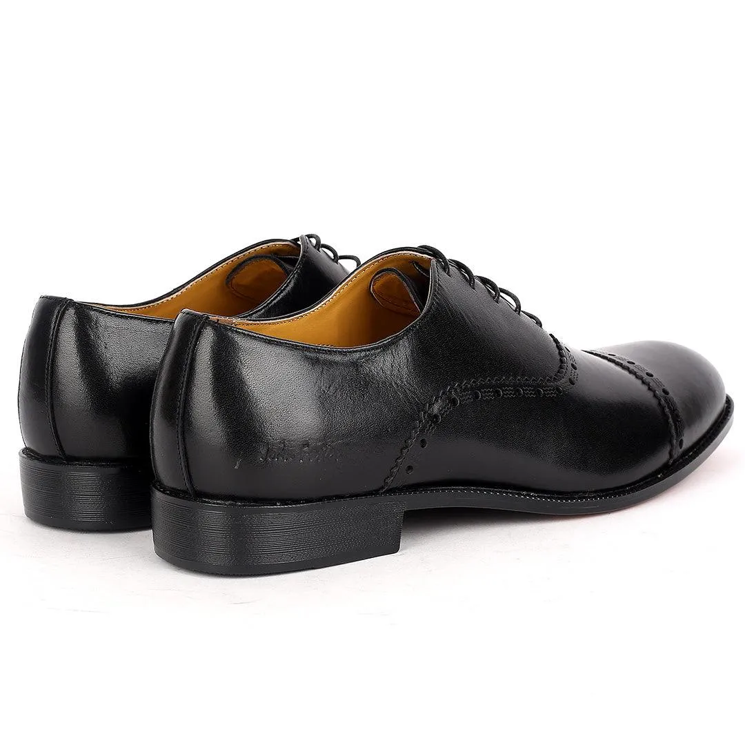John Foster Superlative Perforated Designed Black Executive Shoe