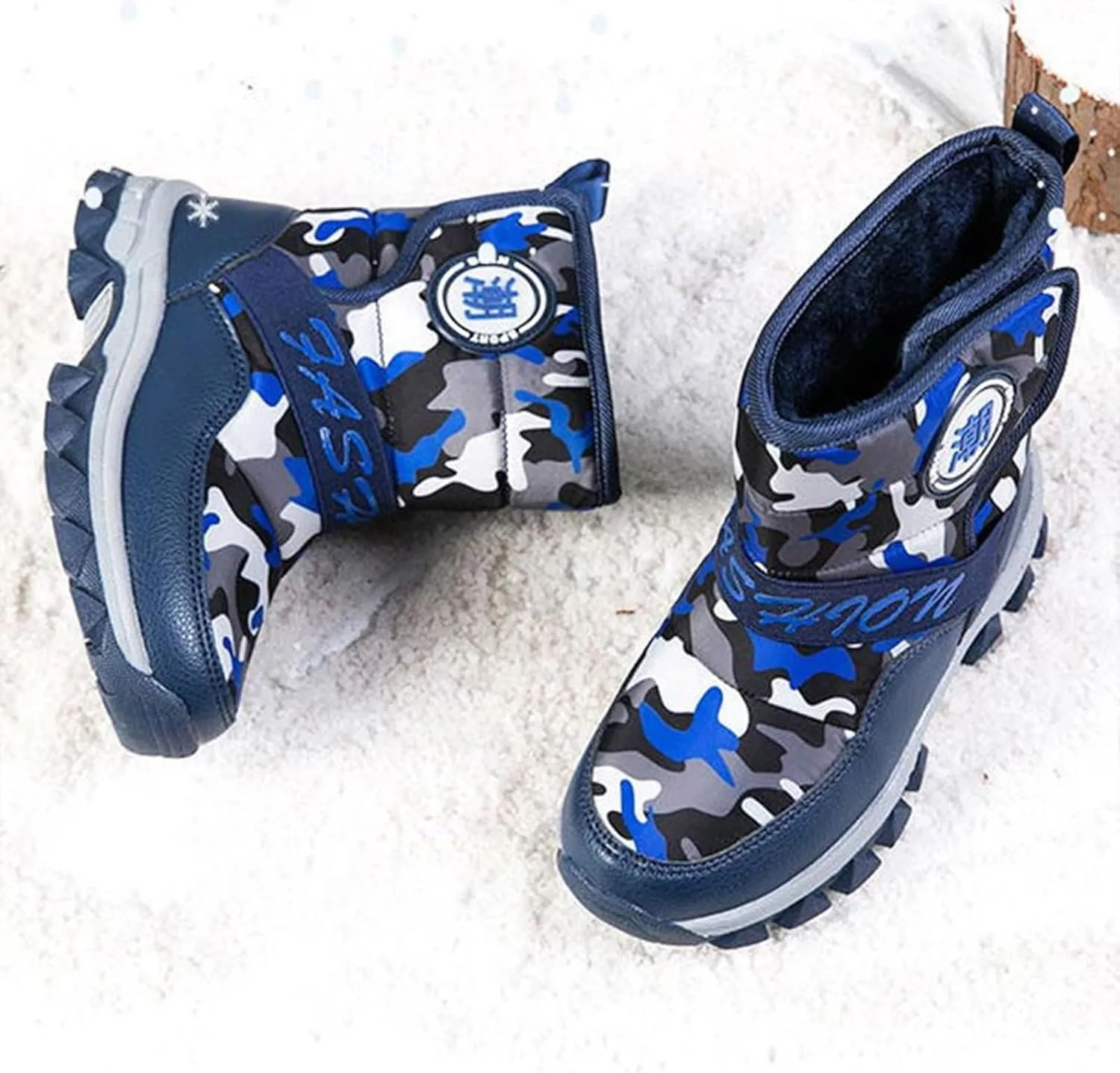 Kids Winter Boots Waterproof Girls Boys Snow Hiking Outdoor Boots Anti Collision Anti-Skid Mid Ankle Trekking Shoes