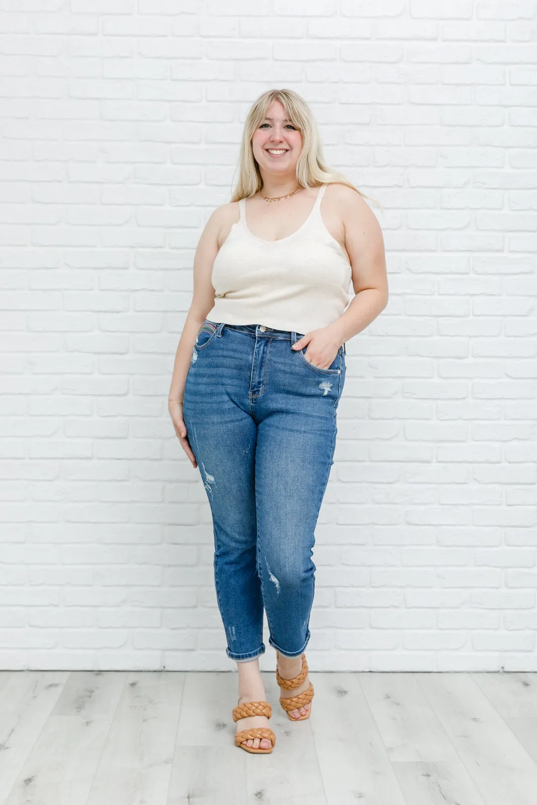 Light Weight Ribbed Bodice Tank In Natural