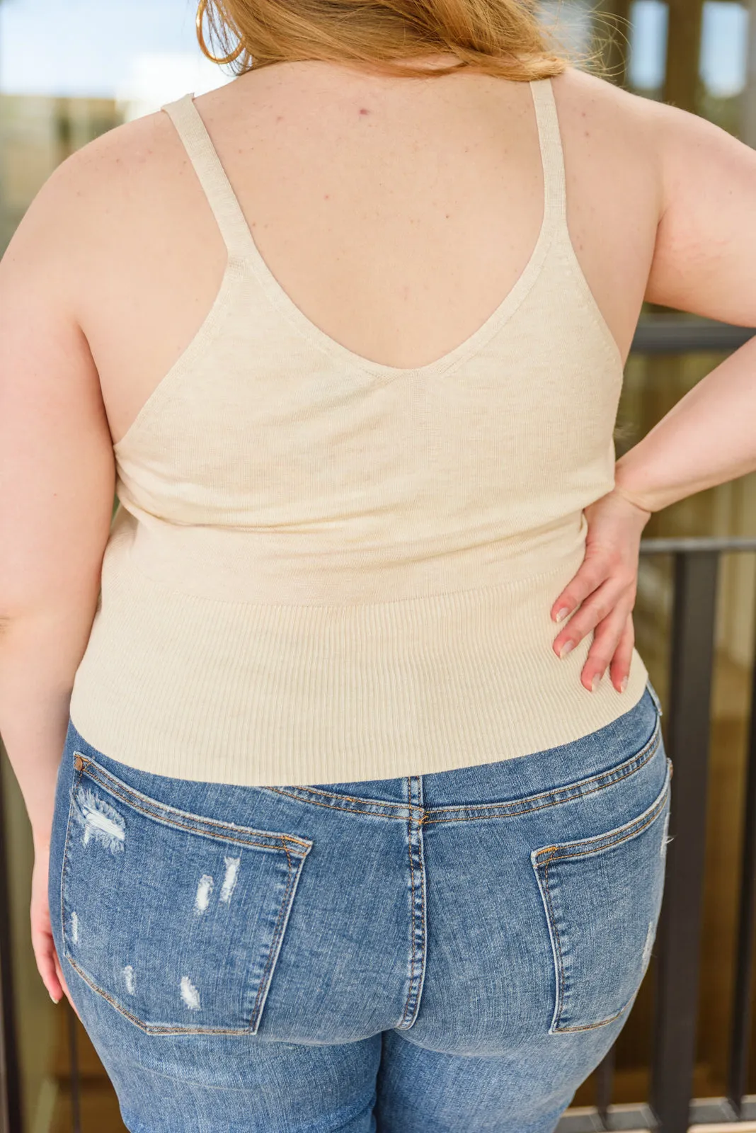Light Weight Ribbed Bodice Tank In Natural
