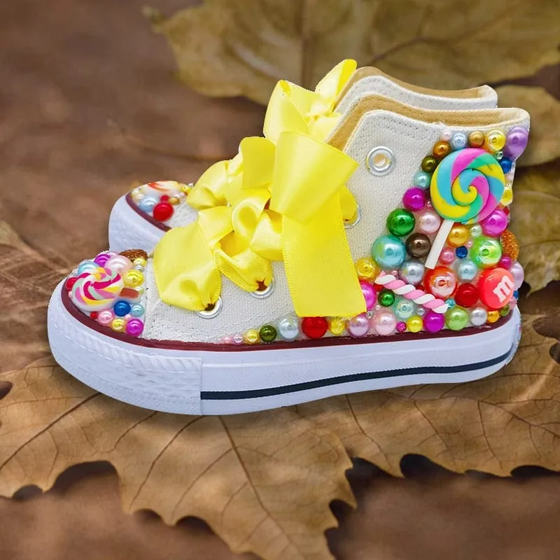 Lollipop Candy Kids High-Top Canvas Sneakers
