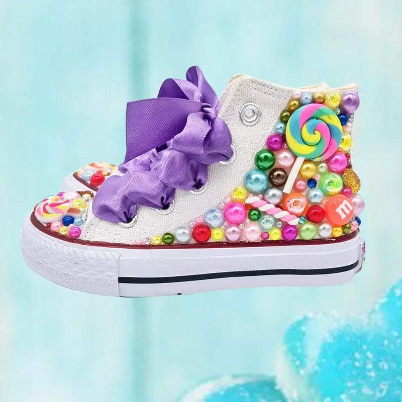 Lollipop Candy Kids High-Top Canvas Sneakers