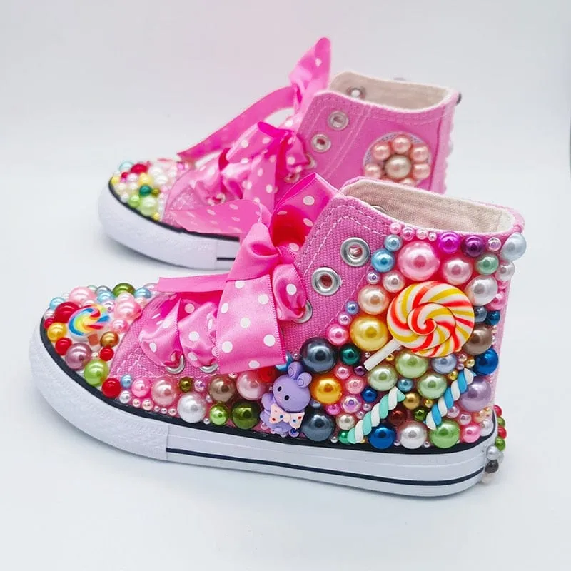 Lollipop Candy Kids High-Top Canvas Sneakers