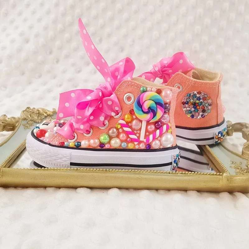 Lollipop Candy Kids High-Top Canvas Sneakers