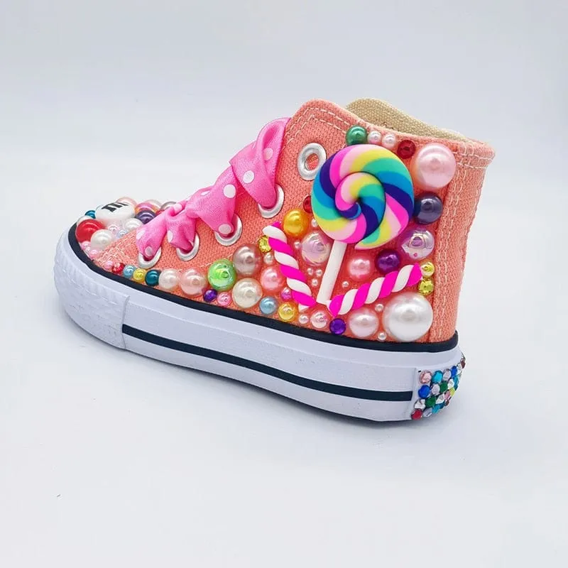 Lollipop Candy Kids High-Top Canvas Sneakers
