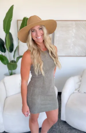 Mara Green Ribbed Mini Dress