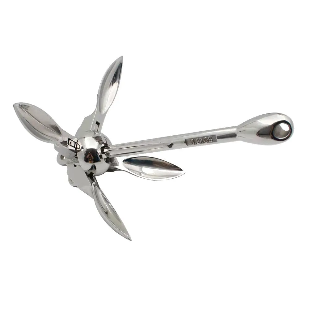 Marine Stainless Steel Folding Grapnel Anchor, 1.5kg/3.3lbs for Yachts & Ships