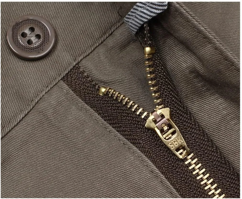 Middle-Aged Mens Cotton High Waist Trousers, Autumn Winter Loose Thicken Warm Business Casual Pants