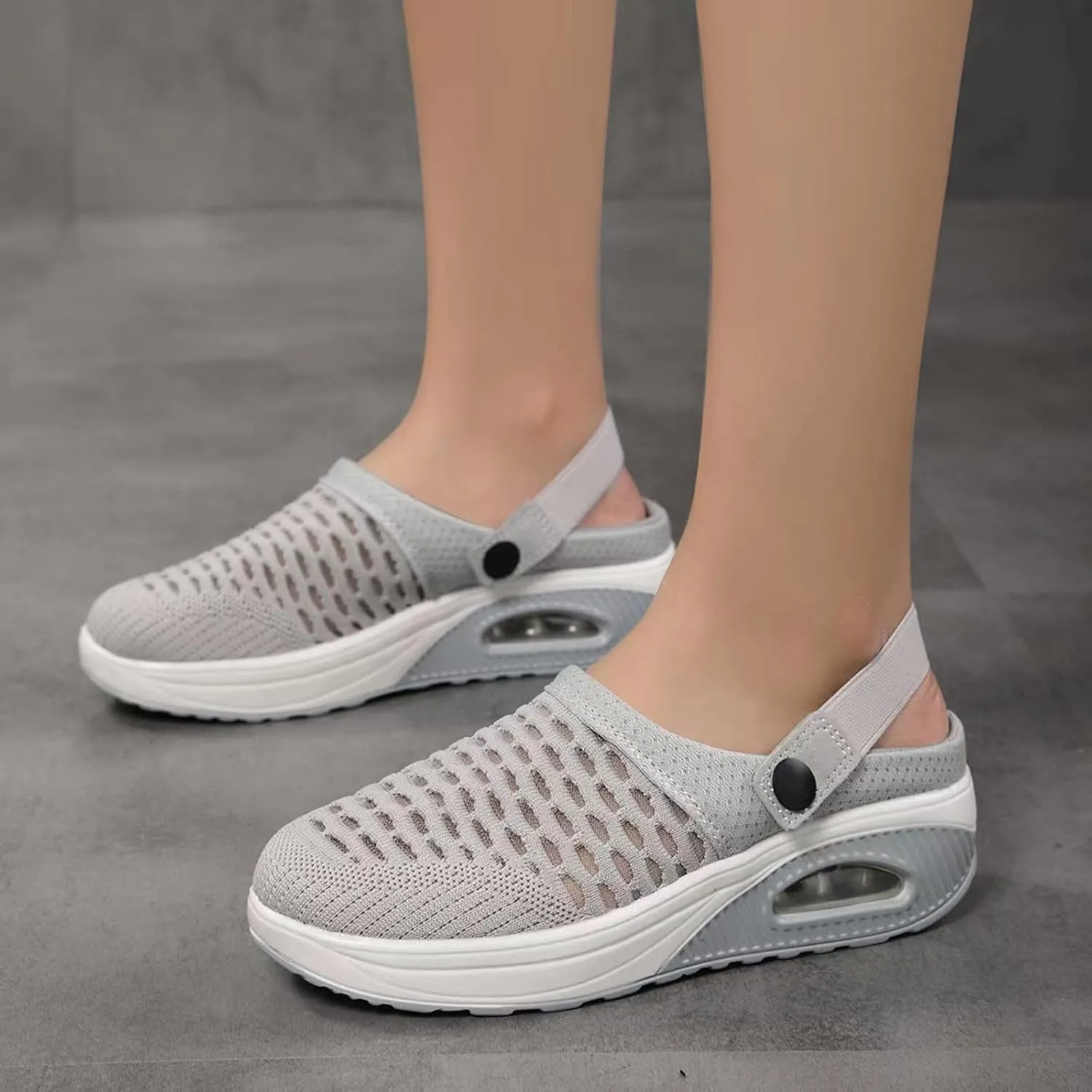 Orthopedic Shoes for Women Breathable Air Cushion Platform Mesh Mules Summer Slip-On Orthopedic Diabetic Sandals Lightweight Comfortable Arch Support Clogs Beach Shoes